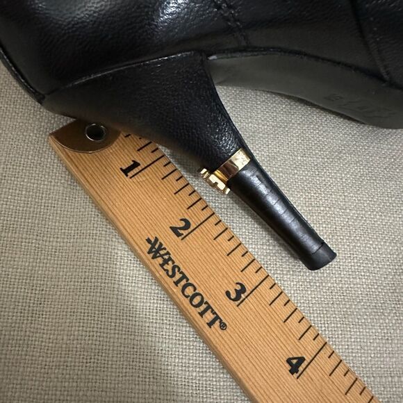 TORY BURCH Bernice Pointed Toe Ankle Boots Black Leather Heeled Booties - Picture 9 of 9